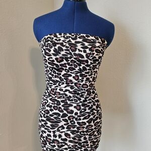 Wet Seal Leopard Print Strapless Dress
